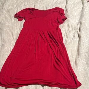 Woman’s Maternity Red Short-Sleeve Dress